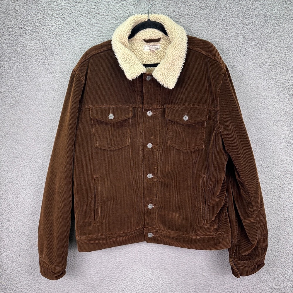 Wallace & Barnes Jacket Mens XL Brown Corduroy Sherpa Lined Workwear Rugged